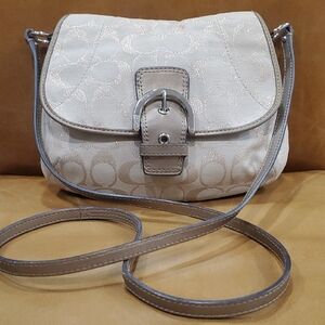 Vintage Coach Signature Soho Canvas & Leather  Gold Monogrammed Crossbody Bag